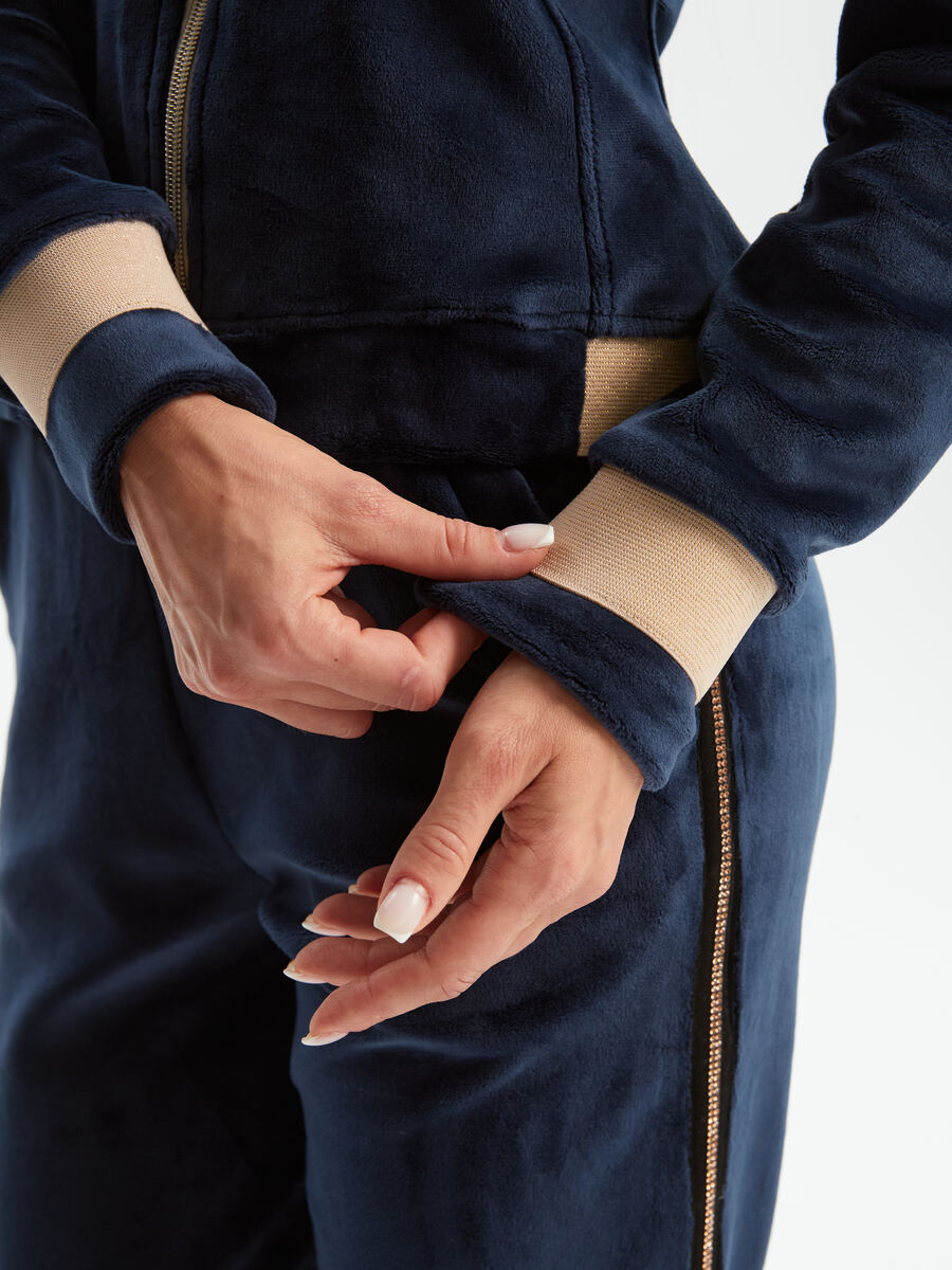 Велюровый костюм Милитари Гламур синий авторская одежда