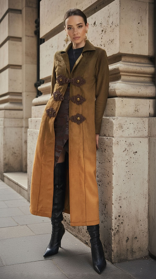 Плащ милитари Русские узоры оранж брендовая одежда