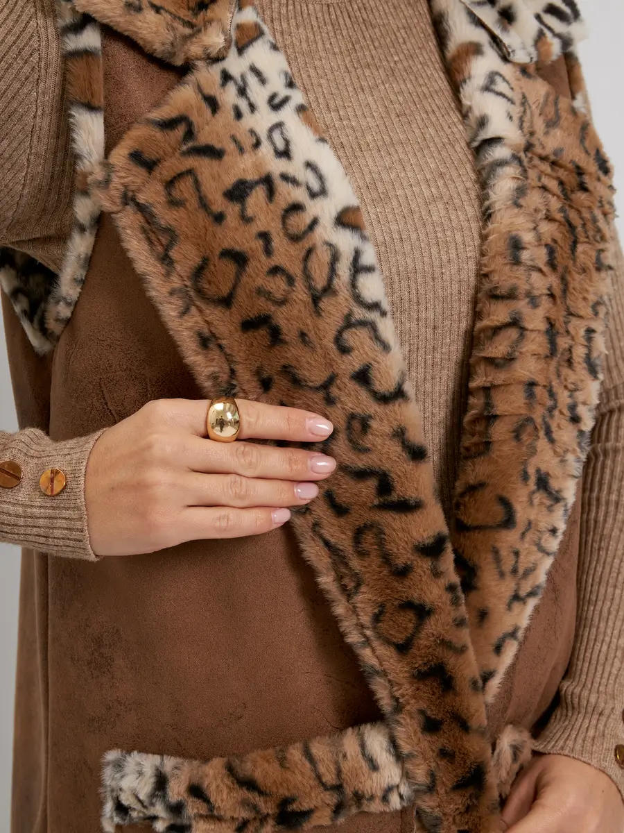 Удлиненный жилет Леопард коричневый авторская одежда