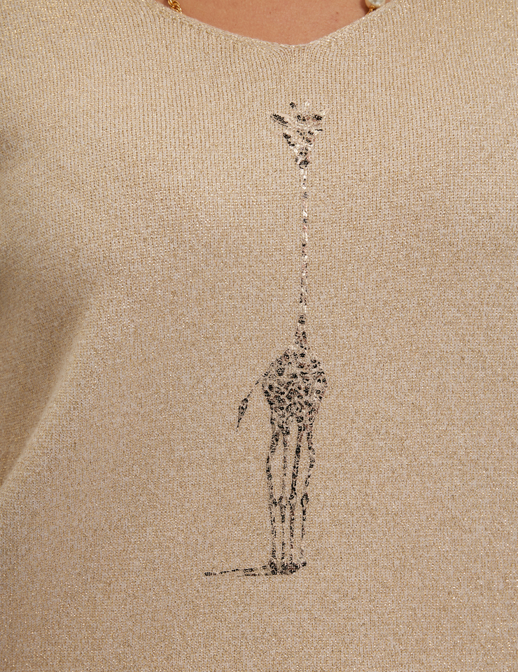 Джемпер Дикий принт Жираф золотистый авторская одежда