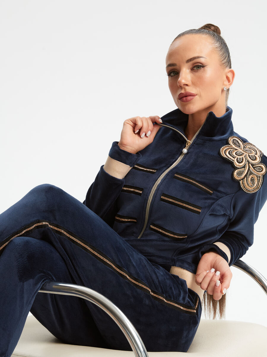 Велюровый костюм Милитари Гламур синий К авторская одежда