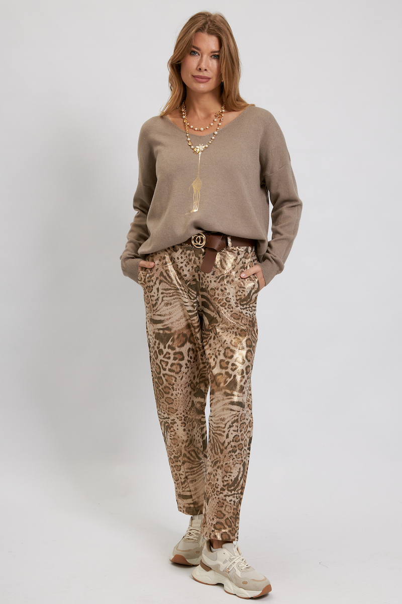 Джемпер Дикий принт Жираф серебристый авторская одежда