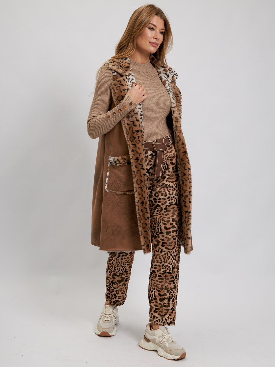 Удлиненный жилет Леопард коричневый авторская одежда