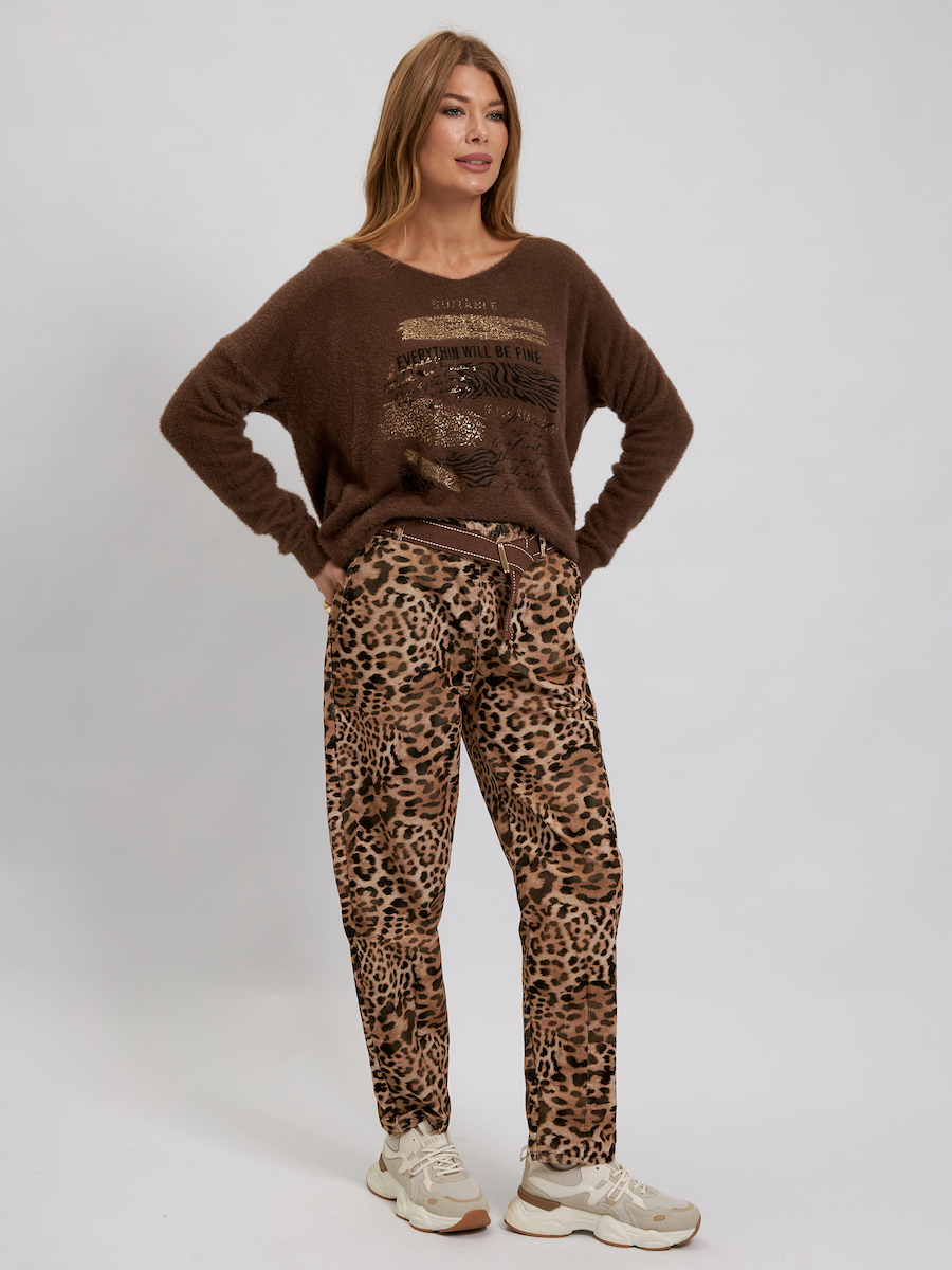 Джемпер Дикий принт Everythin will be fine Шоколад авторская одежда