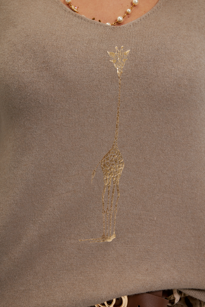 Джемпер Дикий принт Жираф серебристый авторская одежда