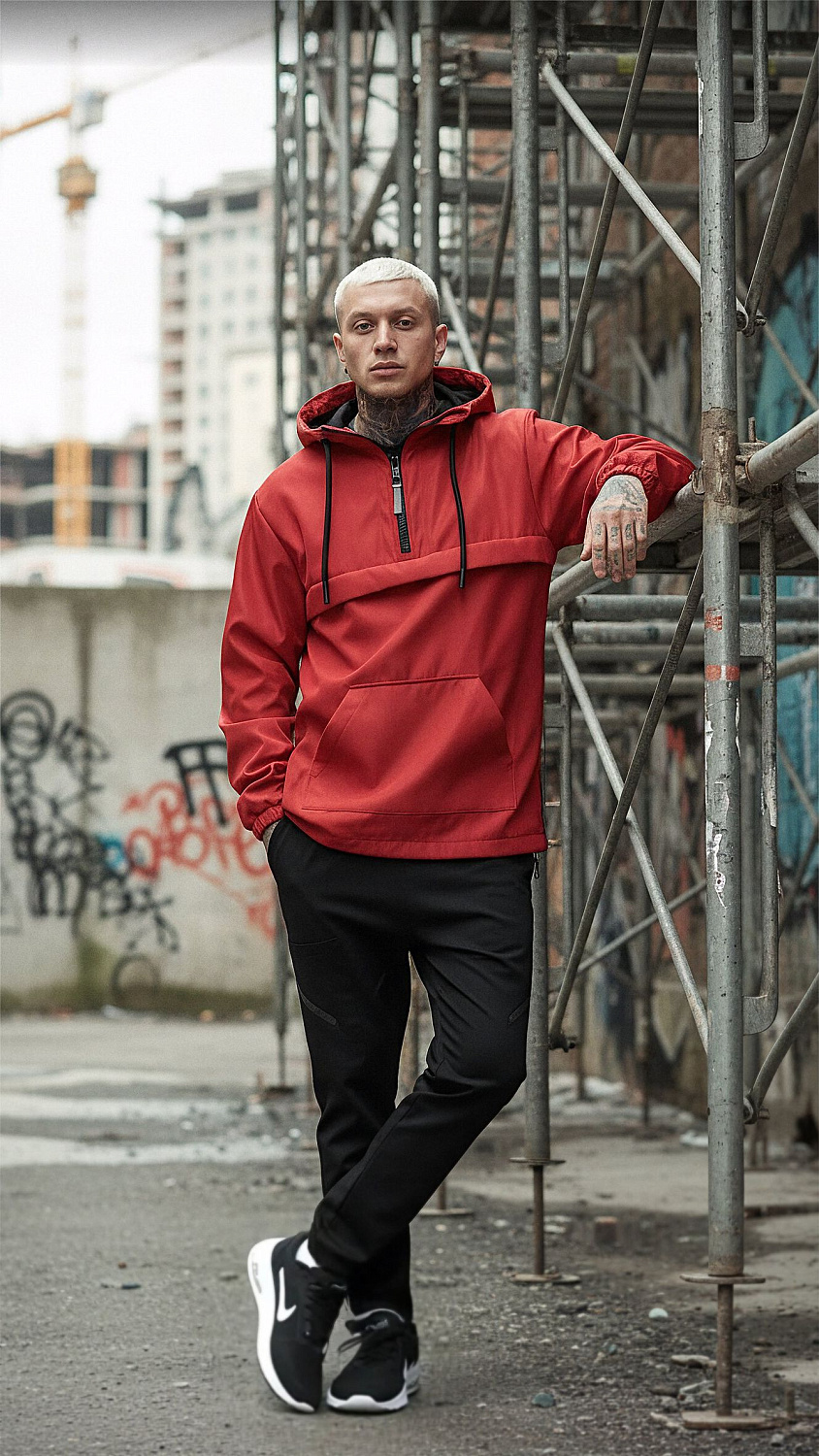 Анорак на флисе мужской красный