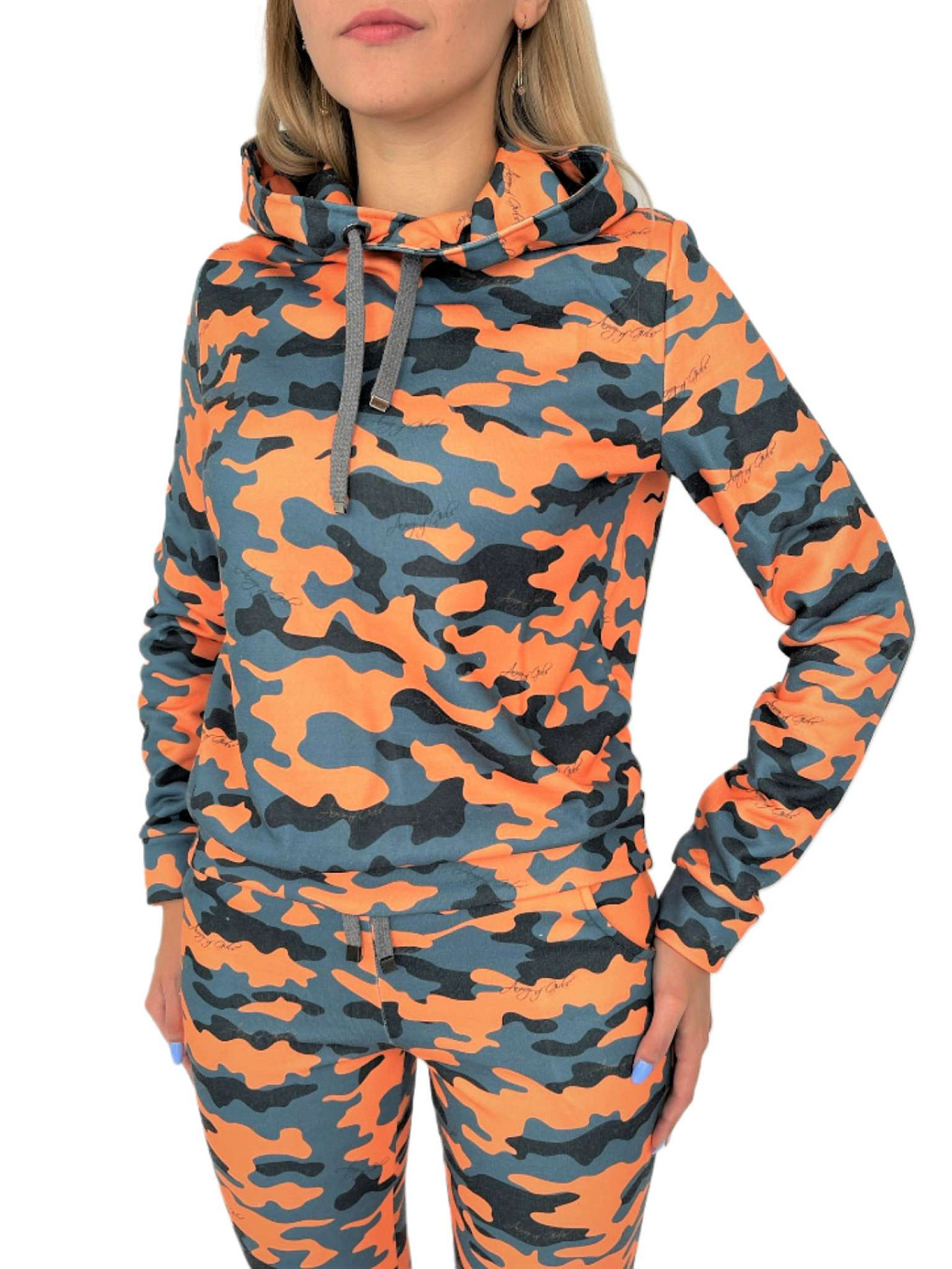Худи оранжевый камуфляж