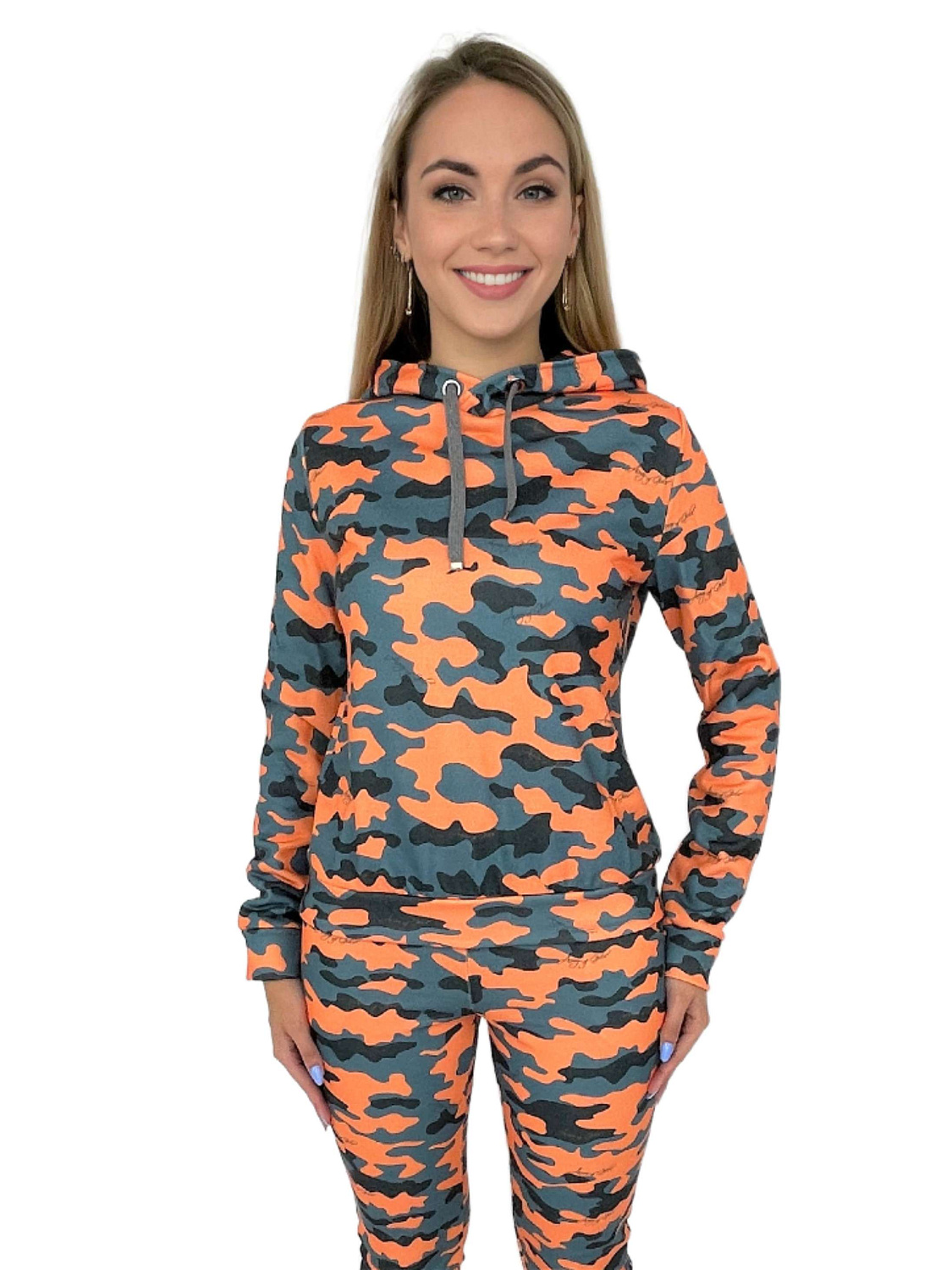 Худи оранжевый камуфляж