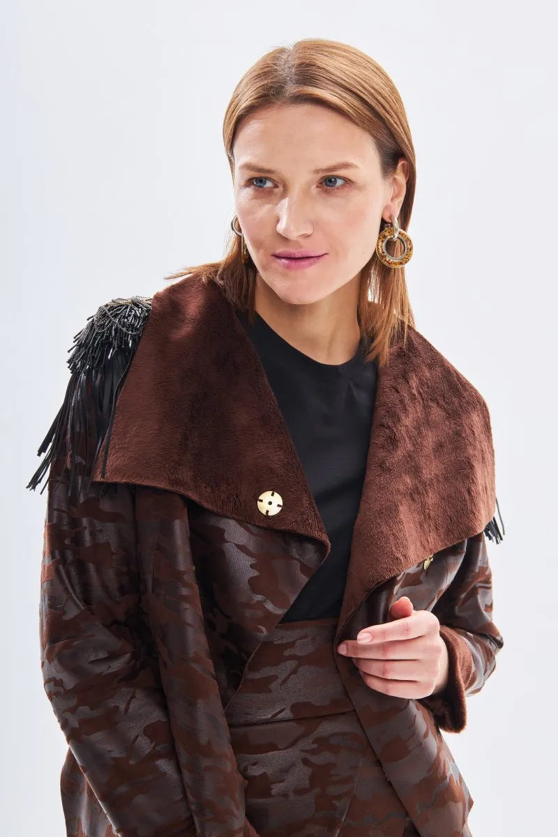 Кожаная куртка-косуха коричневая от бренда Army of Girls Кожаная куртка-косуха коричневая авторская одежда