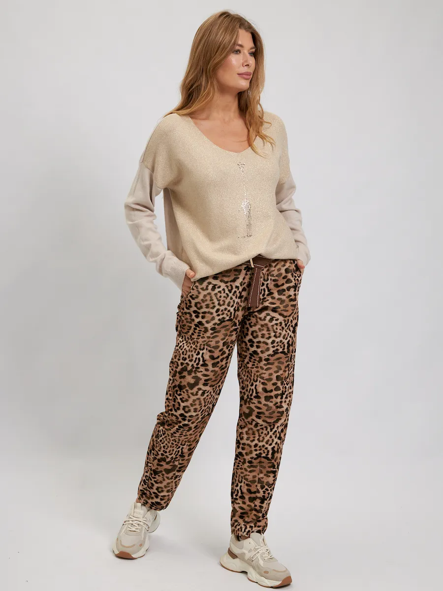 Джемпер Дикий принт Жираф золотистый авторская одежда