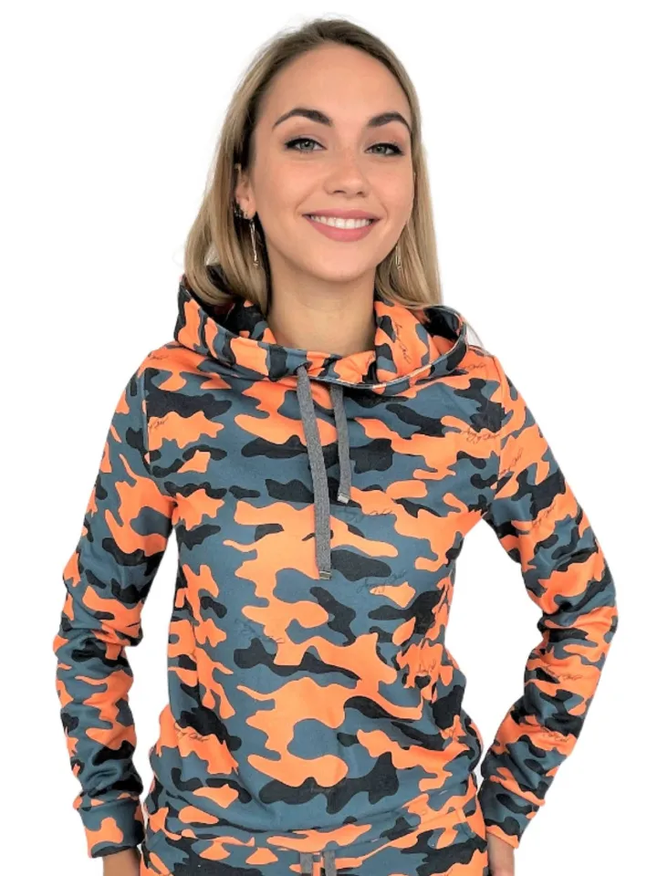 Худи оранжевый камуфляж брендовая одежда