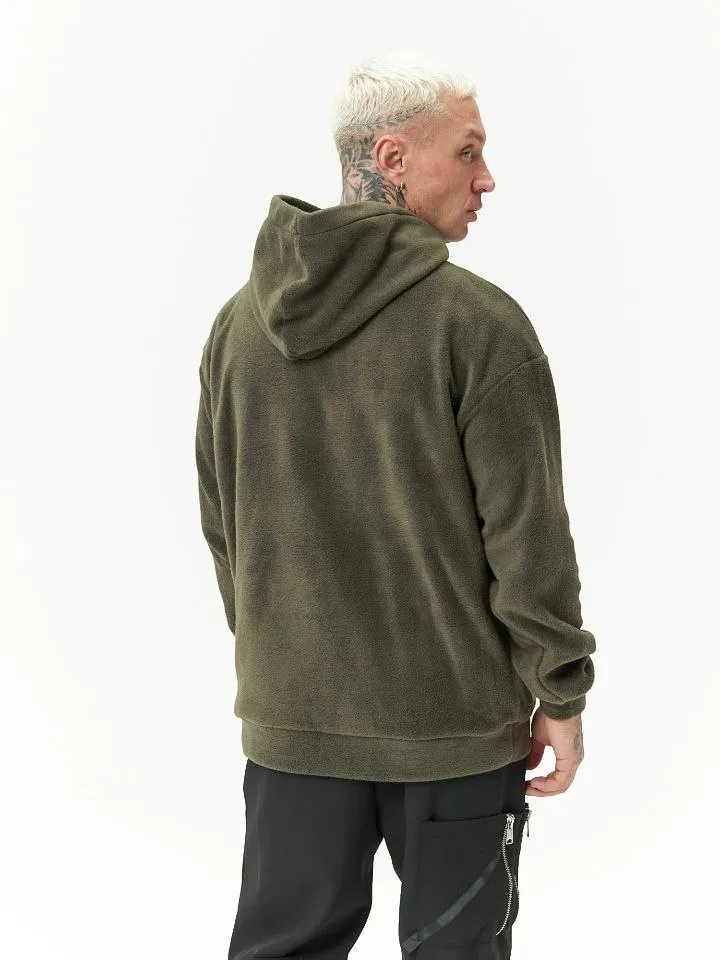 Толстовка мужская оверсайз флис хаки авторская одежда