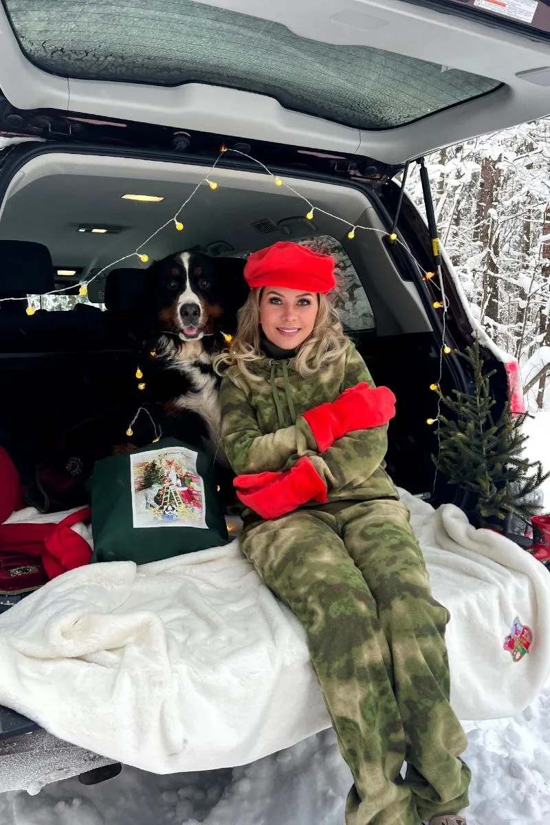 Теплый флисовый костюм расцветки мох авторская одежда