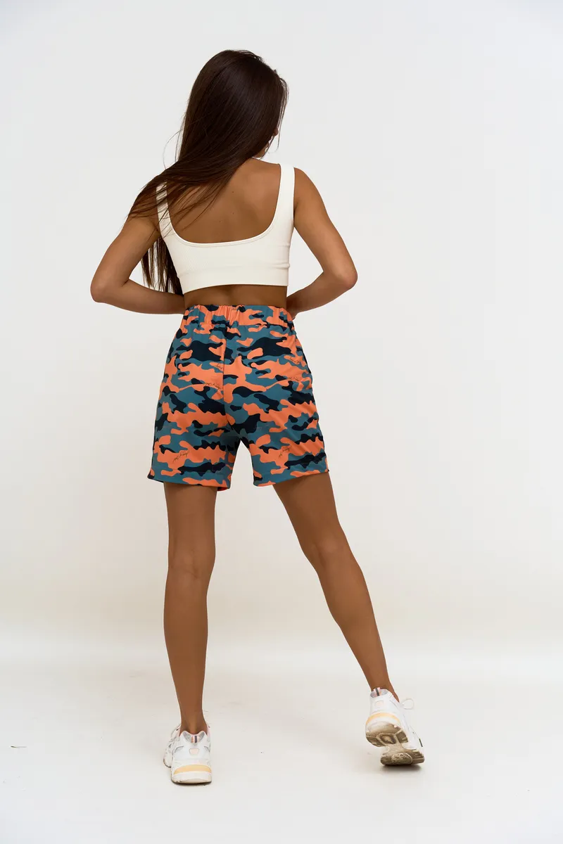 Шорты оранжевый камуфляж авторская одежда