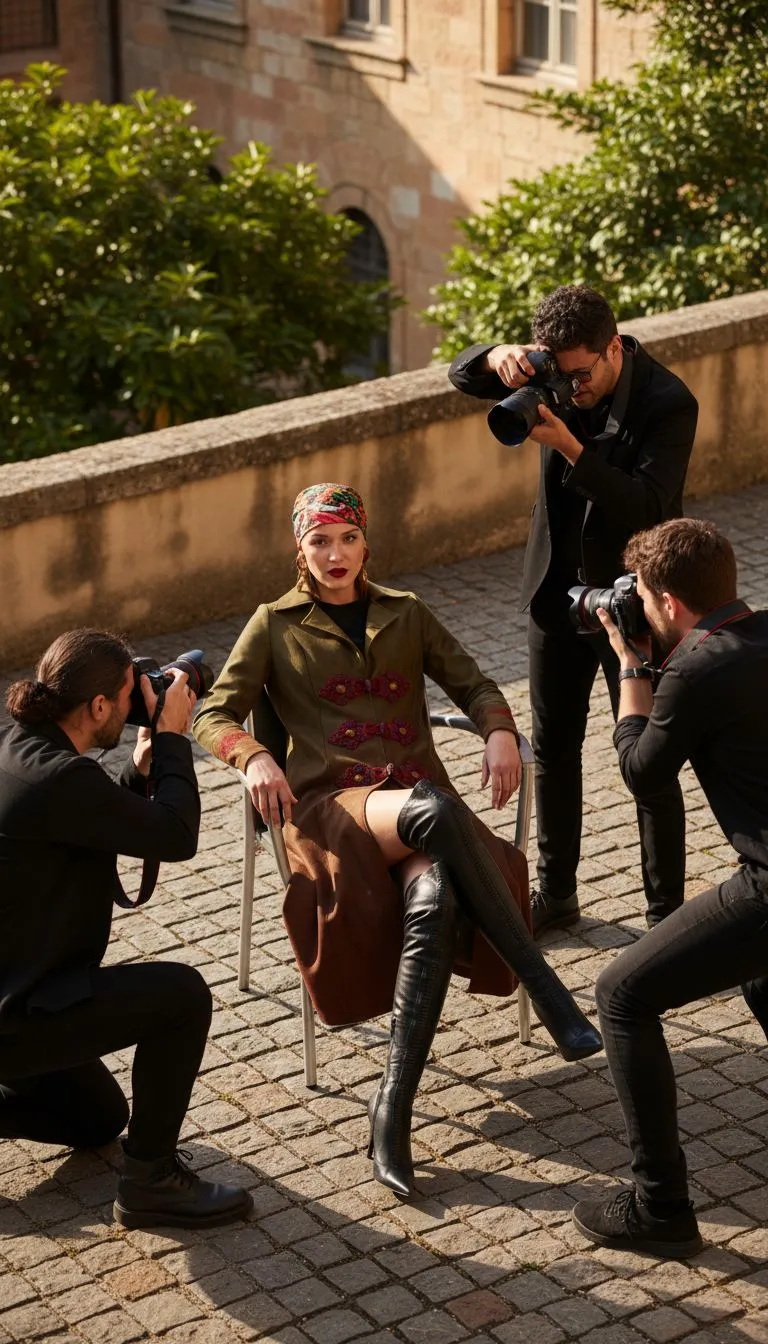 Плащ милитари Русские узоры бордо авторская одежда