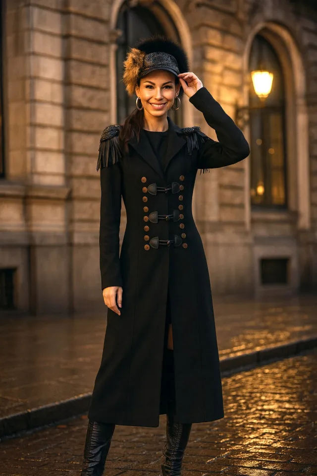 Плащ милитари черный эксклюзив брендовая одежда