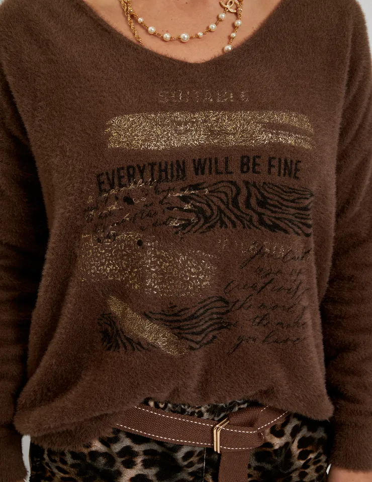 Джемпер Дикий принт Everythin will be fine Шоколад авторская одежда