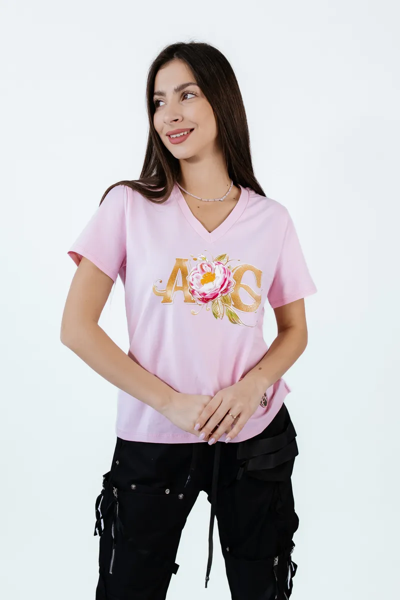 Футболка Розы AG розовая от бренда Army of Girls Футболка Розы AG розовая авторская одежда