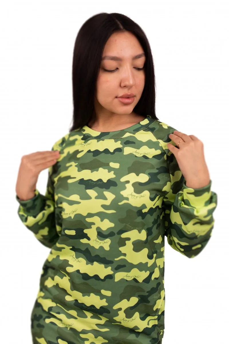 Платье салатовый камуфляж от бренда Army of Girls Платье салатовый камуфляж авторская одежда