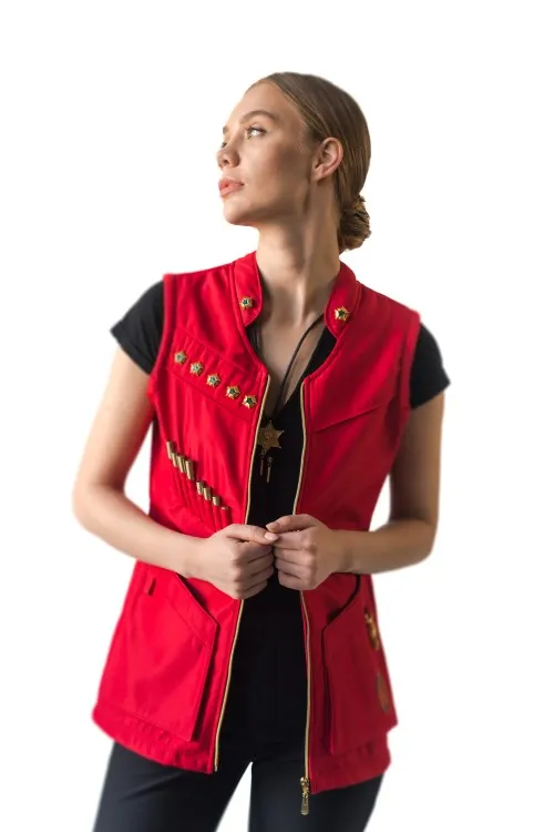 Жилет Красный патронтаж от Army of Girls Жилет Красный патронтаж брендовая одежда