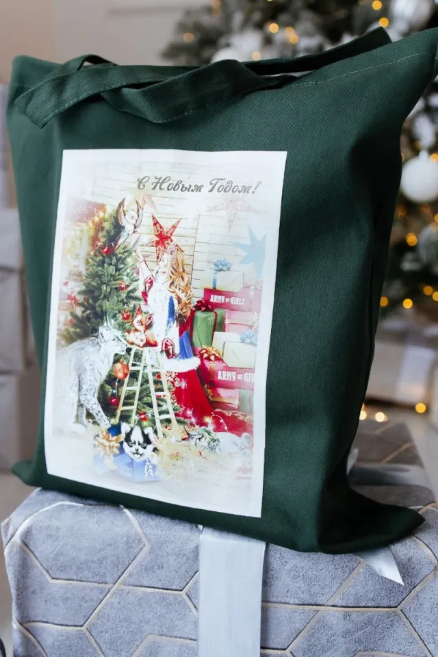 Шопер новогодний зеленый брендовая одежда