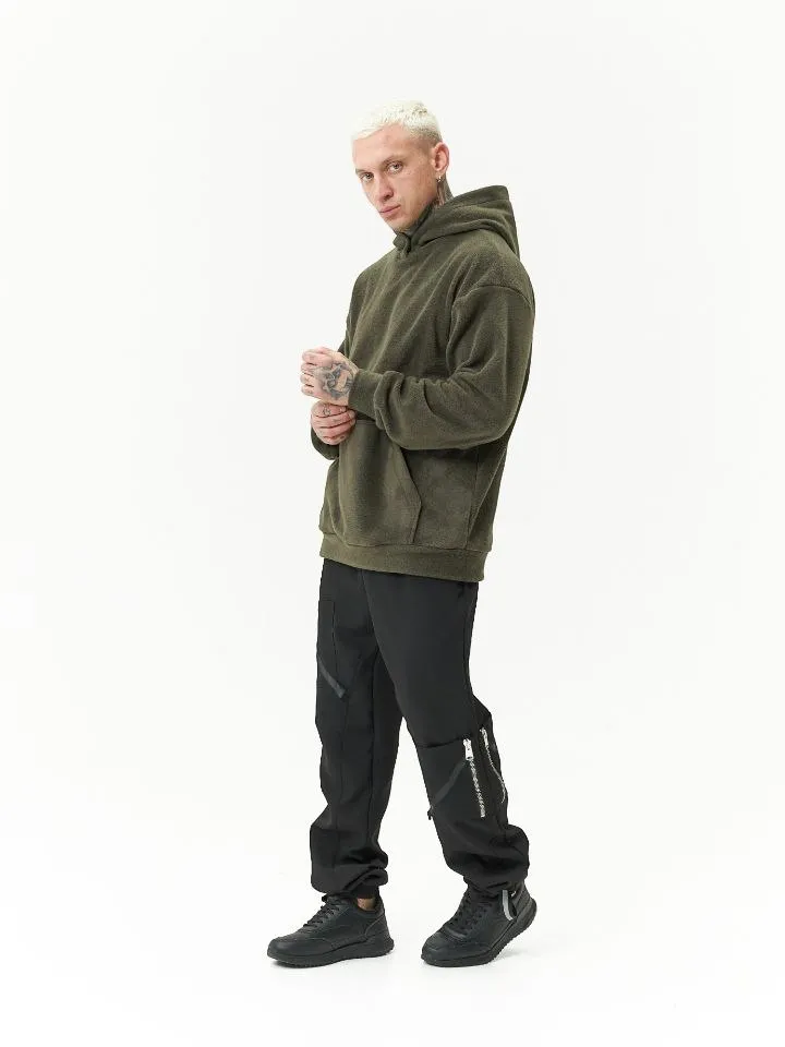 Толстовка мужская оверсайз флис хаки авторская одежда