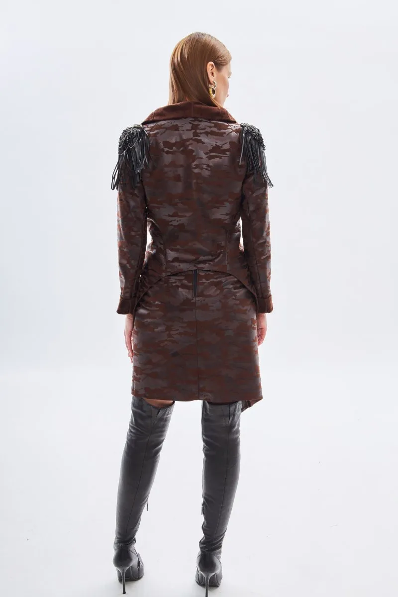 Кожаная куртка-косуха коричневая авторская одежда