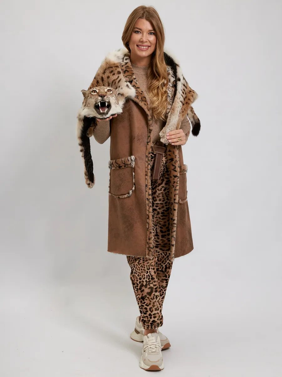 Удлиненный жилет Леопард коричневый авторская одежда