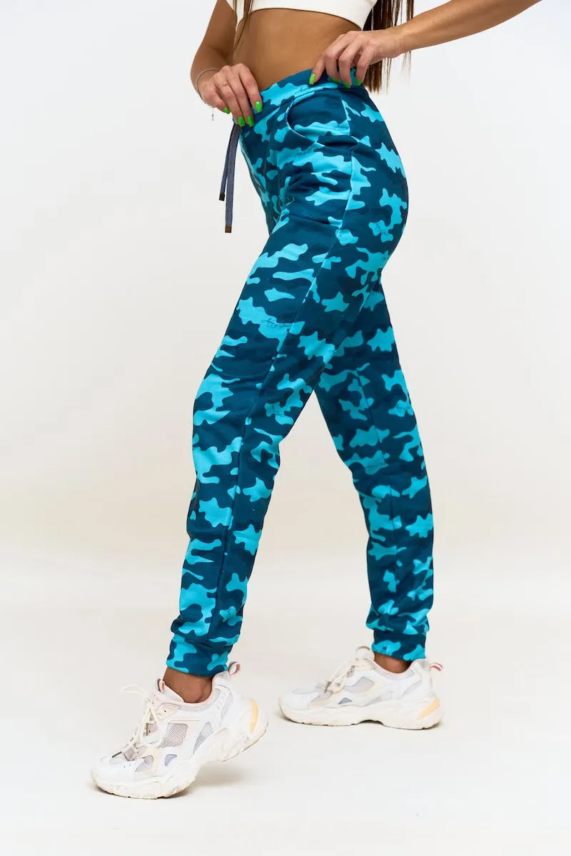Джоггеры бирюзовый камуфляж авторская одежда