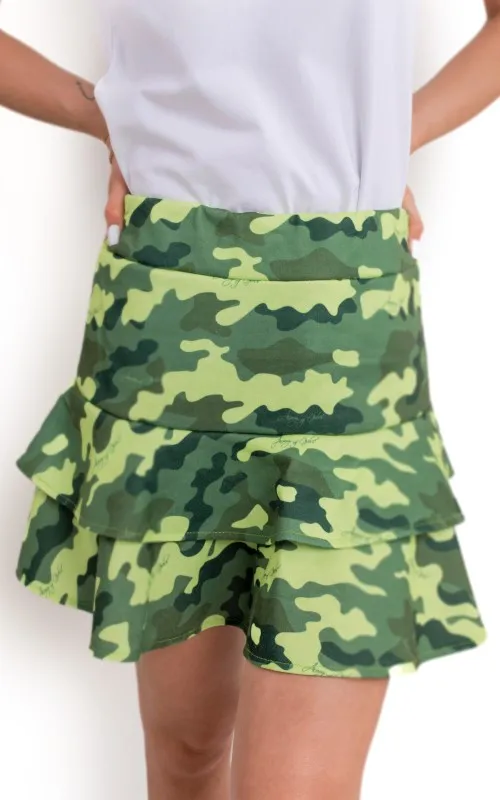 Юбка салатовый камуфляж Волан от Army of Girls Юбка салатовый камуфляж Волан брендовая одежда