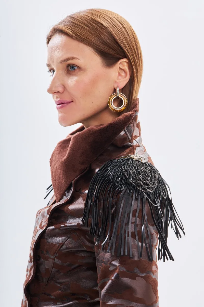 Кожаная куртка-косуха коричневая авторская одежда