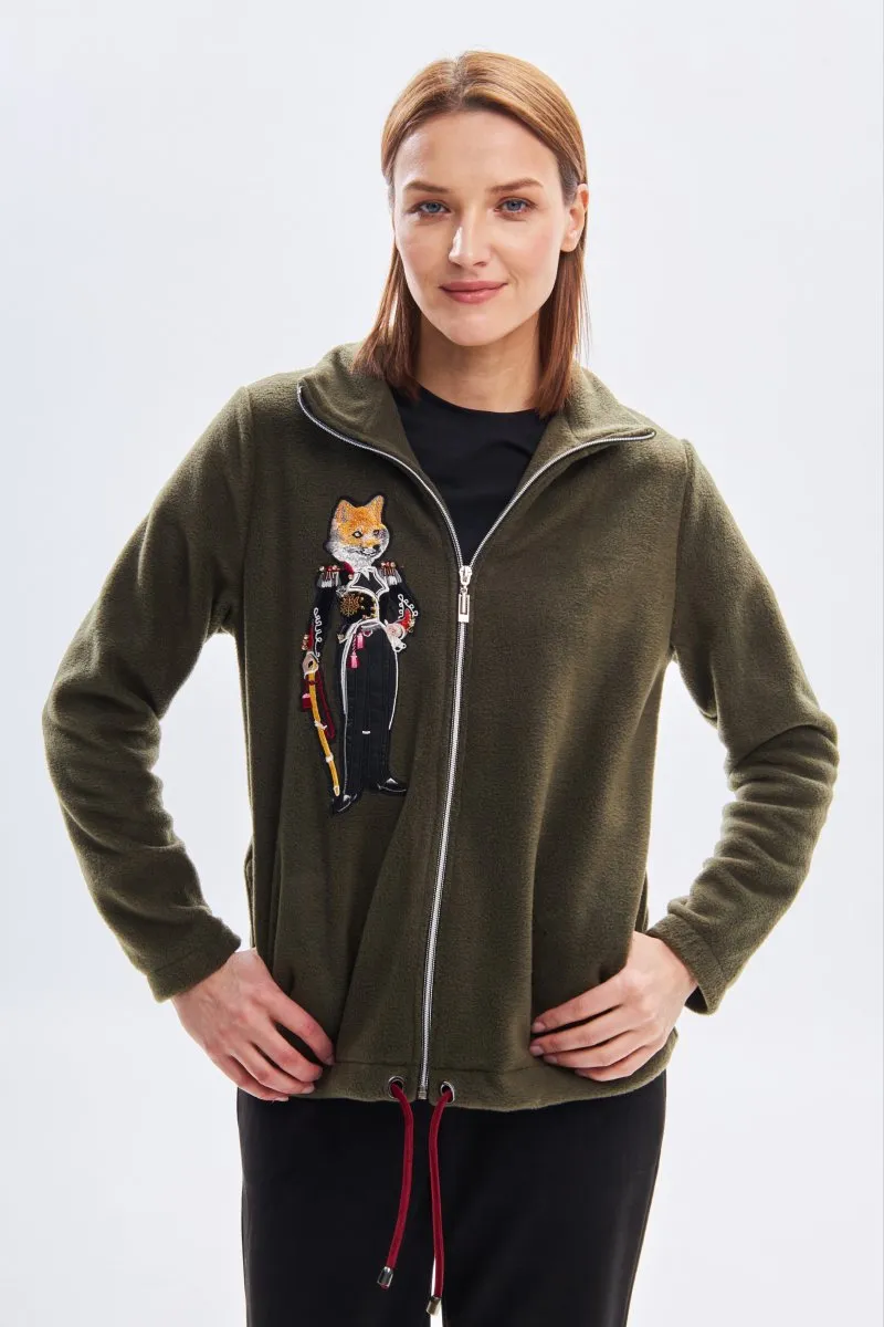 Женская толстовка Брутальная лиса хаки авторская одежда