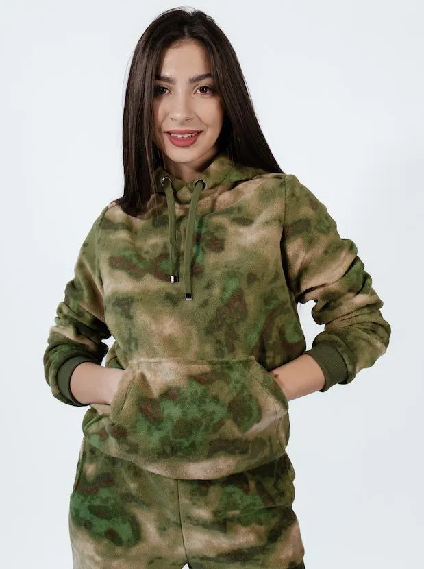 Теплый флисовый костюм расцветки мох брендовая одежда