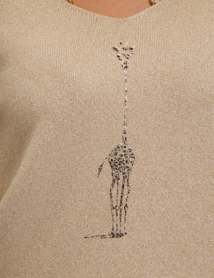 Джемпер Дикий принт Жираф золотистый авторская одежда