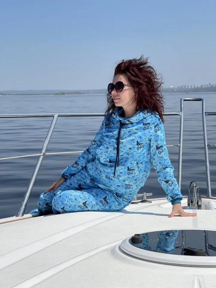 Костюм милитари Рыбалка голубой авторская одежда