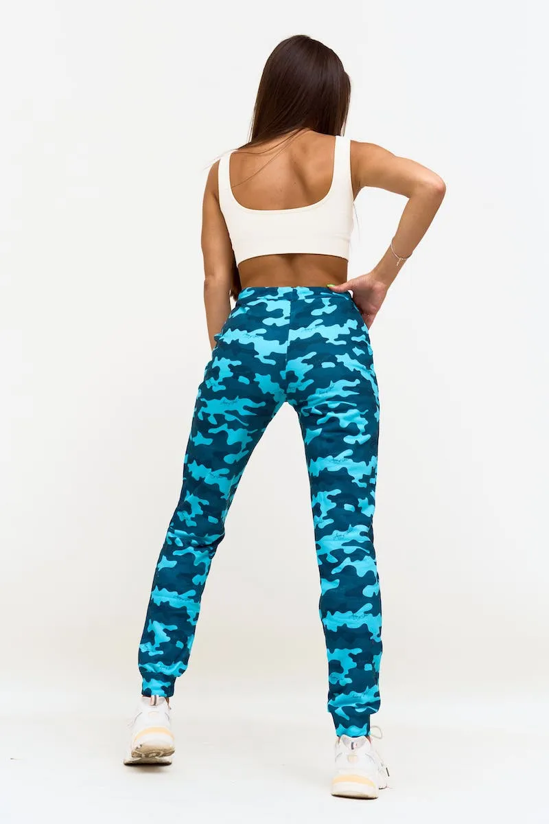 Джоггеры бирюзовый камуфляж от бренда Army of Girls Джоггеры бирюзовый камуфляж авторская одежда