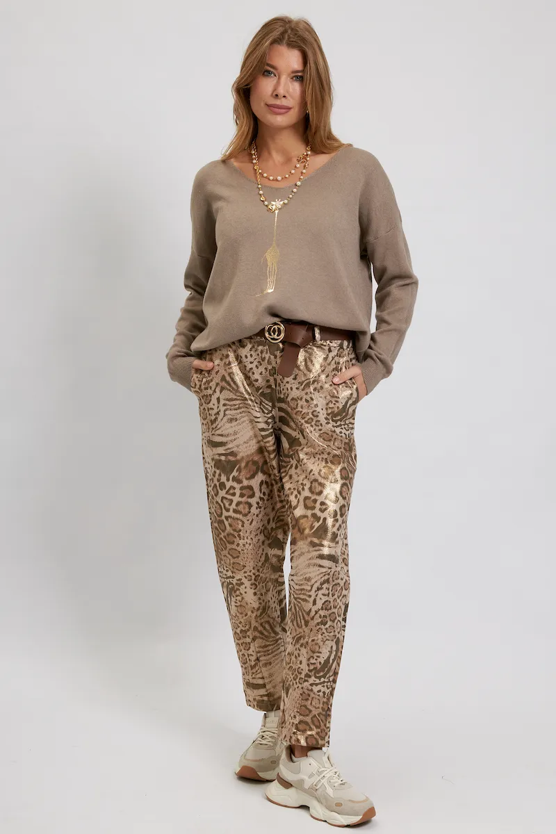 Джемпер Дикий принт Жираф серебристый авторская одежда