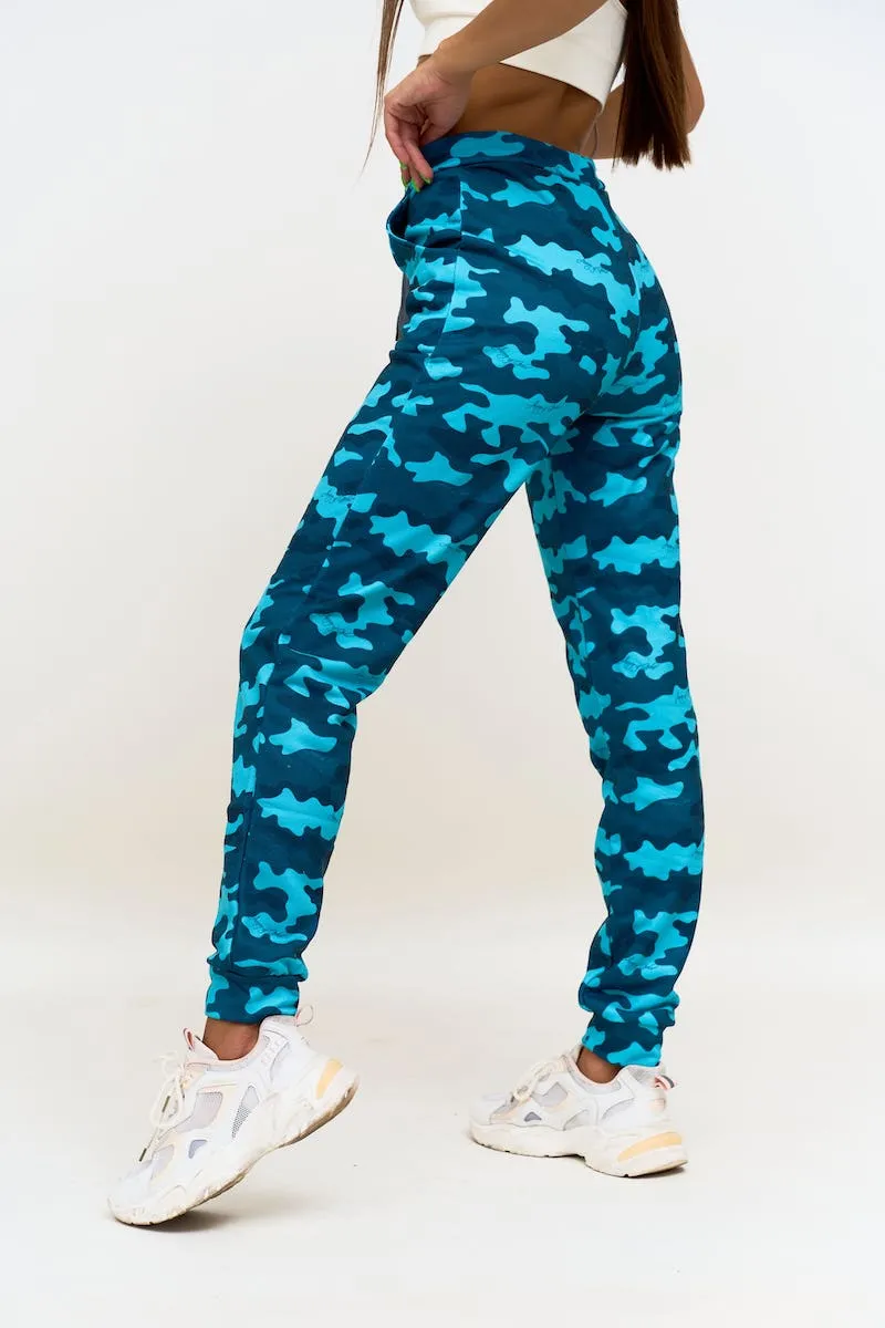 Джоггеры бирюзовый камуфляж авторская одежда