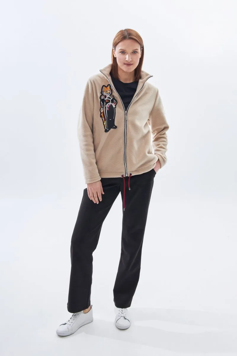 Женская толстовка без капюшона Брутальная лиса капучино от бренда Army of Girls Женская толстовка без капюшона Брутальная лиса капучино авторская одежда
