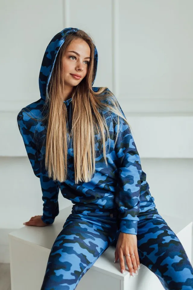 Костюм милитари синий авторская одежда