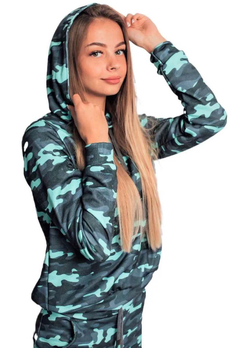 Худи бирюзовый камуфляж авторская одежда