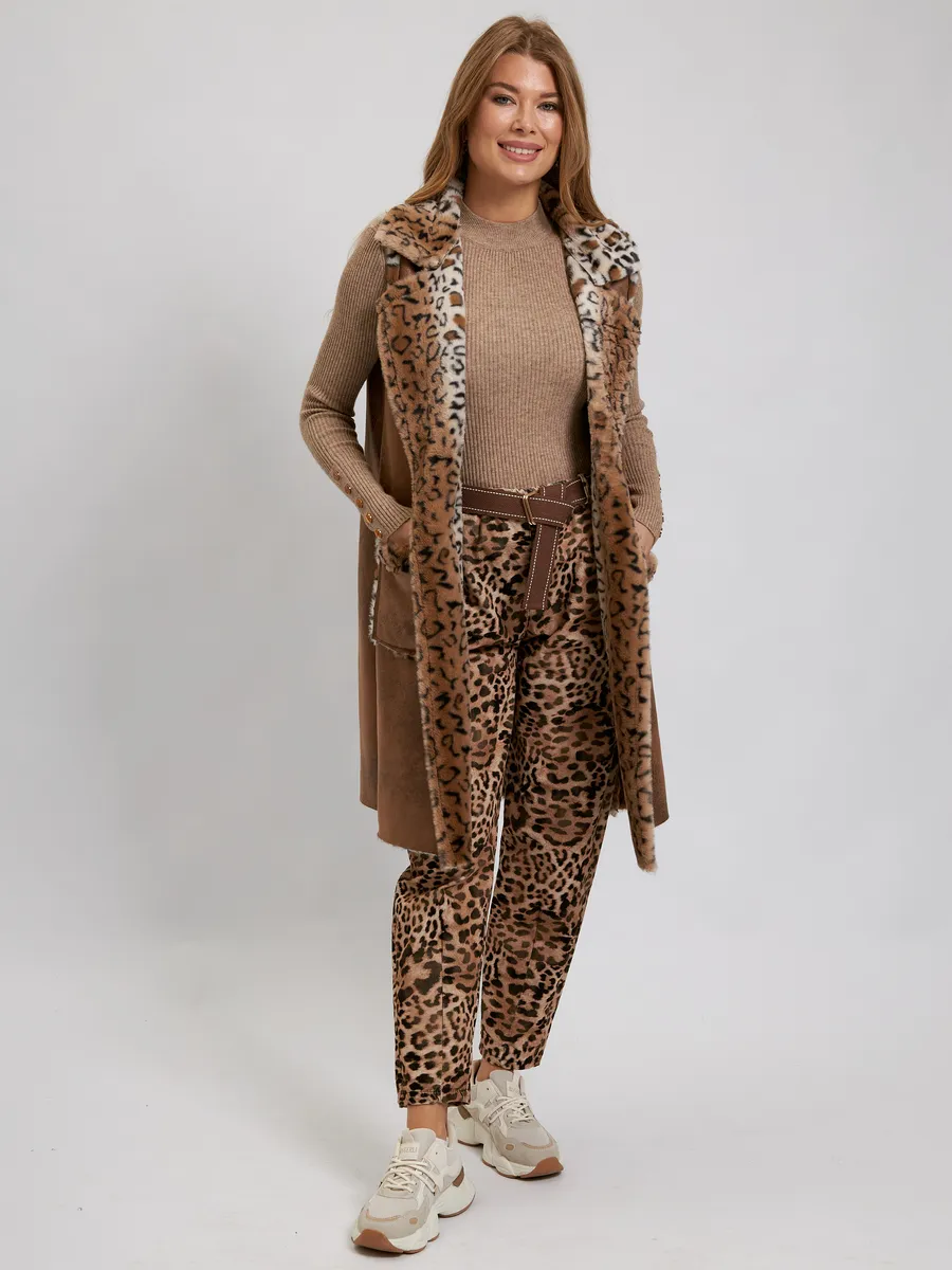 Удлиненный жилет Леопард коричневый авторская одежда