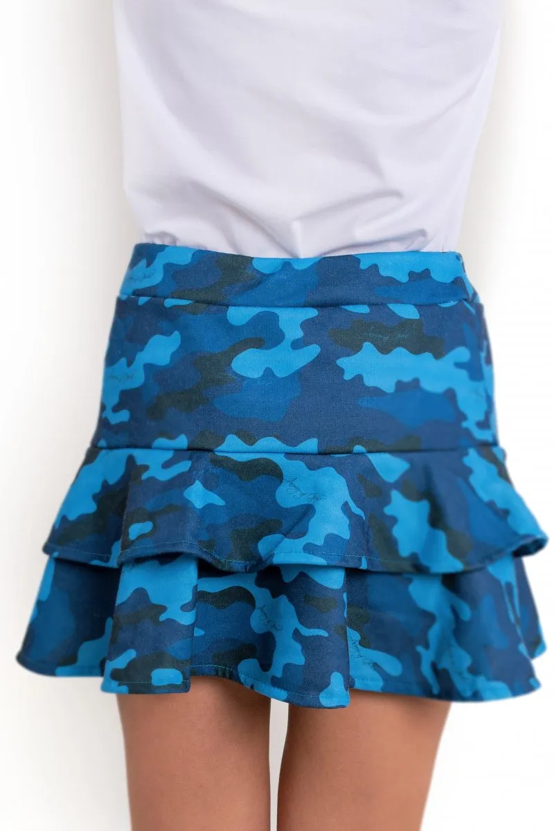 Юбка синий камуфляж Волан авторская одежда