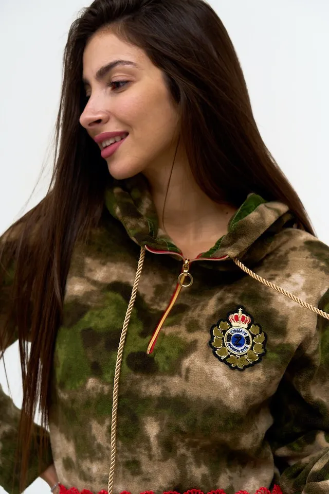 Худи удлиненное флис мох Корона авторская одежда