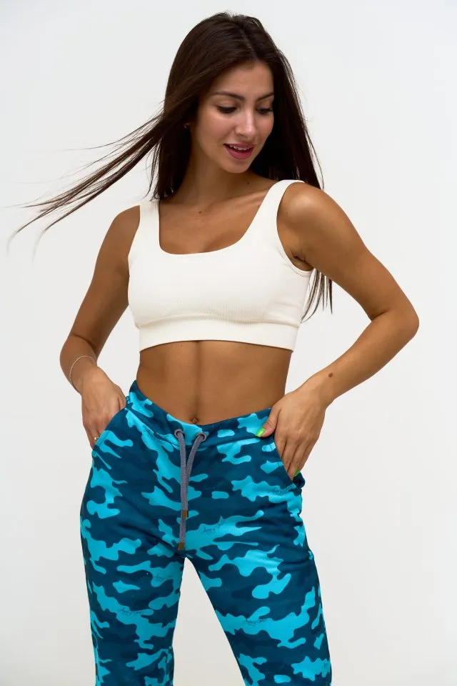 Джоггеры бирюзовый камуфляж от бренда Army of Girls Джоггеры бирюзовый камуфляж авторская одежда