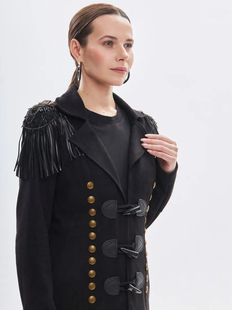 Плащ милитари черный эксклюзив от бренда Army of Girls Плащ милитари черный эксклюзив авторская одежда