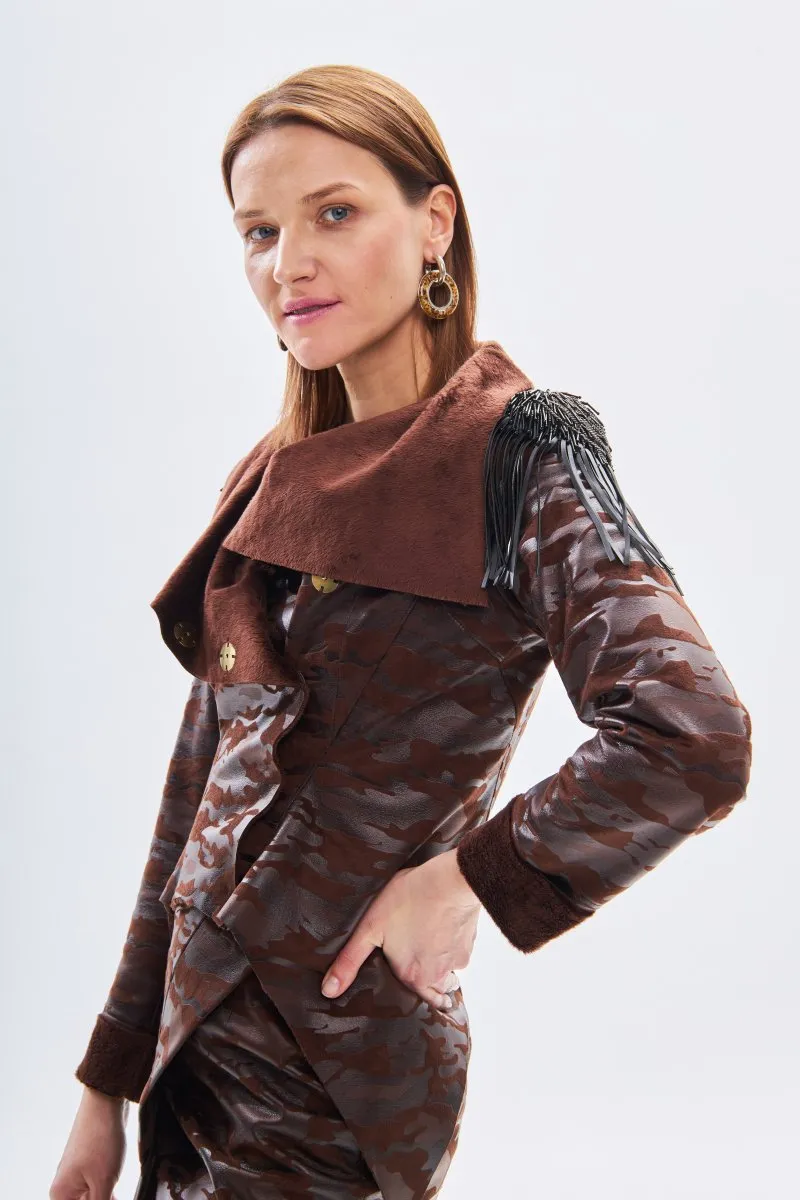 Кожаная куртка-косуха коричневая авторская одежда