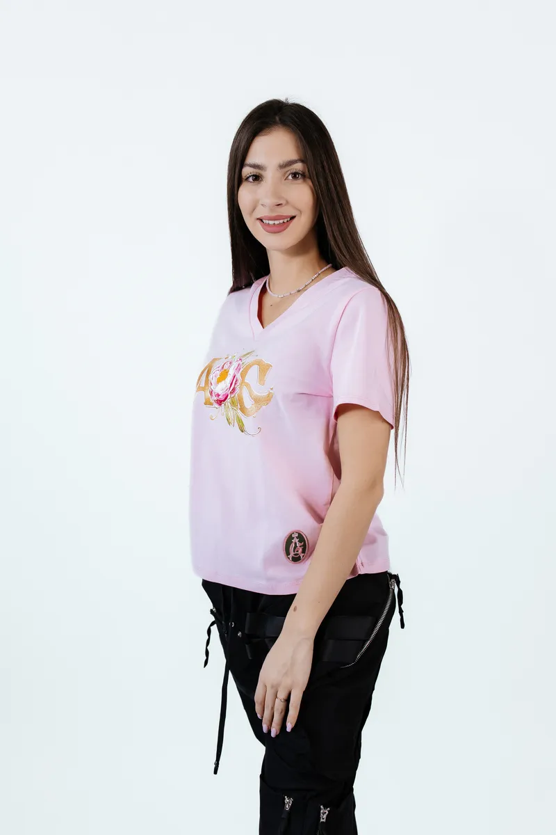 Футболка Розы AG розовая от бренда Army of Girls Футболка Розы AG розовая авторская одежда