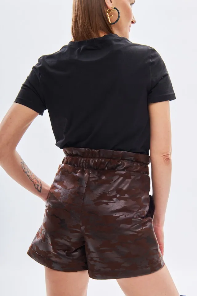 Шорты милитари кожа шоколад авторская одежда