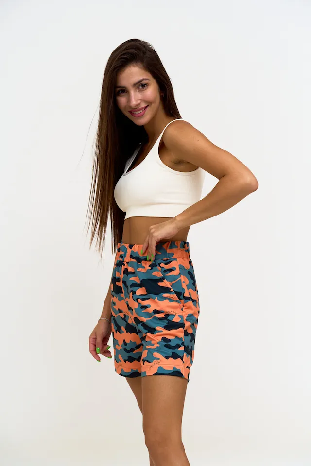Шорты оранжевый камуфляж авторская одежда